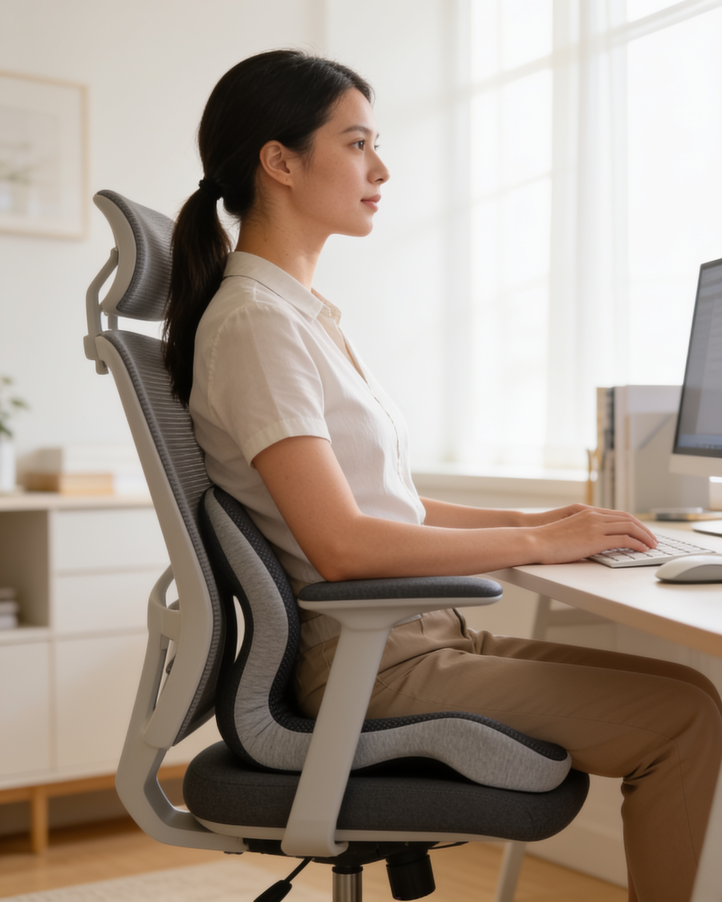 Smartsitters Hip & Waist Support Pillow — in use